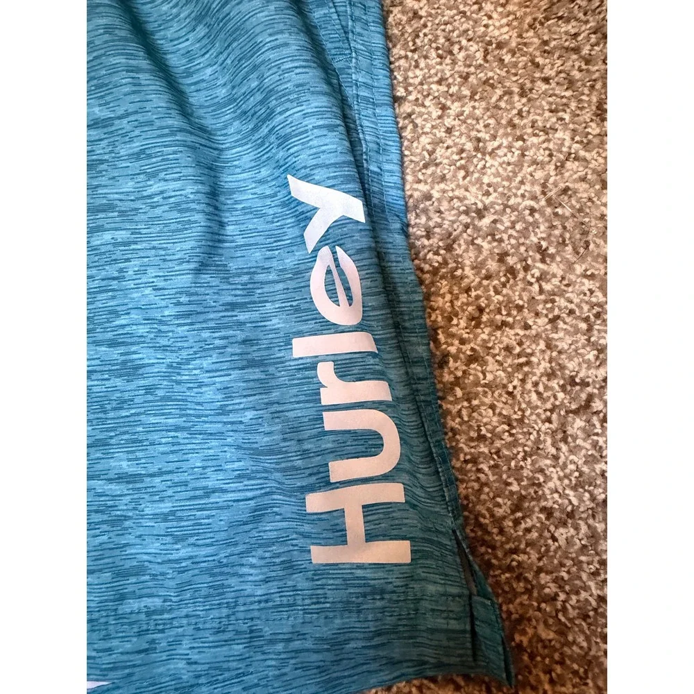 Hurley Mens Teal Space Dye Swim Shorts Medium Compression Liner Trunks